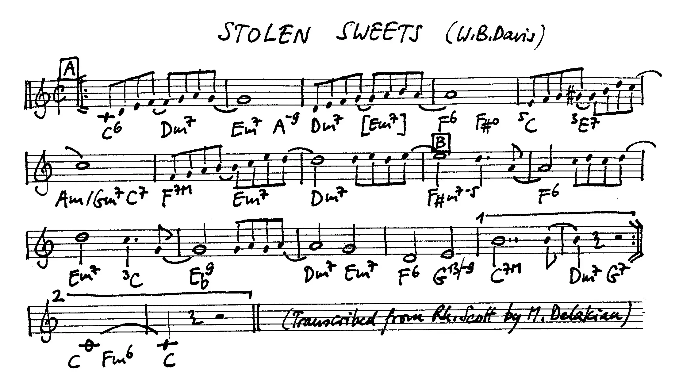 stolen sweets free jazz leadsheet - Courtesy of the Jungle Jazz Band
